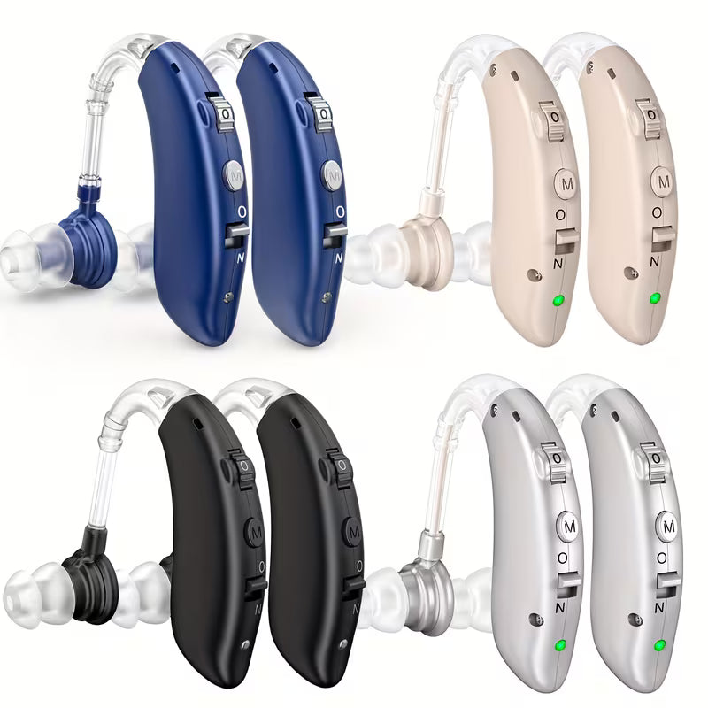 1 Pair Hearing Aids for Seniors Rechargeable with Noise Reduction, USB Hearing Aids for Adults, Hearing Amplifier for Adults Hearing Loss Universal Ergonomic Sound Amplifiers with 48H Battery Life, Comfortable Fit with Ear Caps