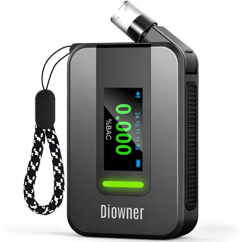 Smart Voice Alcohol Tester - USB Rechargeable Breathalyzer with Voice Broadcast And 10 Mouthpieces, Portable Design for Personal Safety Testing