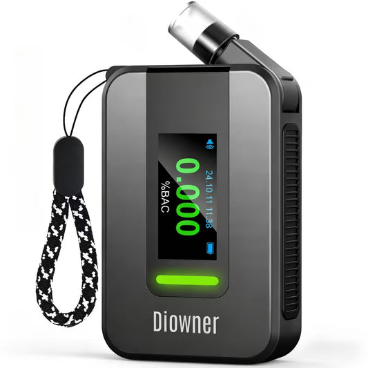 Smart Voice Alcohol Tester - USB Rechargeable Breathalyzer with Voice Broadcast And 10 Mouthpieces, Portable Design for Personal Safety Testing