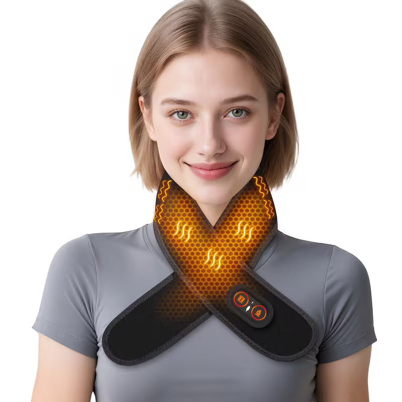 Neck Heating Pad with Massage, USB Heating Pad with 3000mAh Battery, 3 Heat Setting And Massage Setting, Easy to Use Electric Thermal Hot Compress Neck Brace, Suitable Gifts for Mothers, Fathers, Christmas Gifts, Limited Edition Christmas Activities