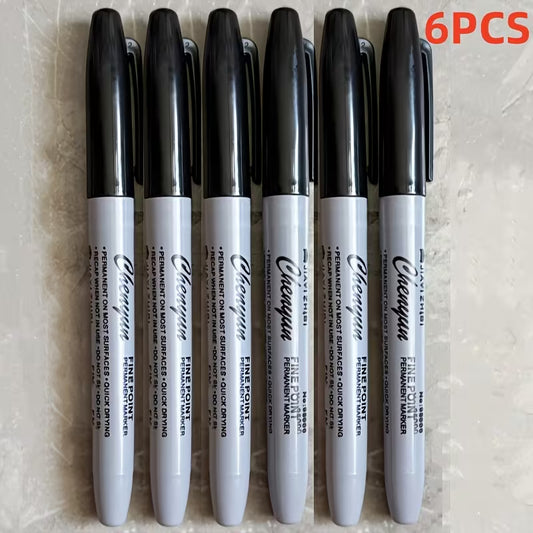 3/6pcs Fine Point Permanent Markers - Quick Drying 1Mm Fine Tip, Black Ink for Office, School, Art, Labeling - Suitable for Professionals, Students, Gift Wrapping - Durable Permanent Markers, School Supplies, Fashion Design