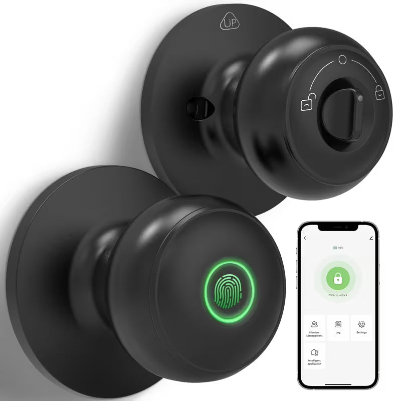 Smart Fingerprint Door Lock with App Control, Biometric Keyless Entry Door Knob, Easy Install Alloy Metal Smart Lock for Bedroom, Front Door, Apartment, Office And Hotel