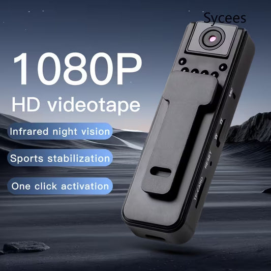 Sycees Motion Detector-1080P Mini Security Camera, 180° Rotating Lens, Infrared Night Vision Motion Detection, Sycees USB Rechargeable Audio Video Recorder for Home Security & Travel