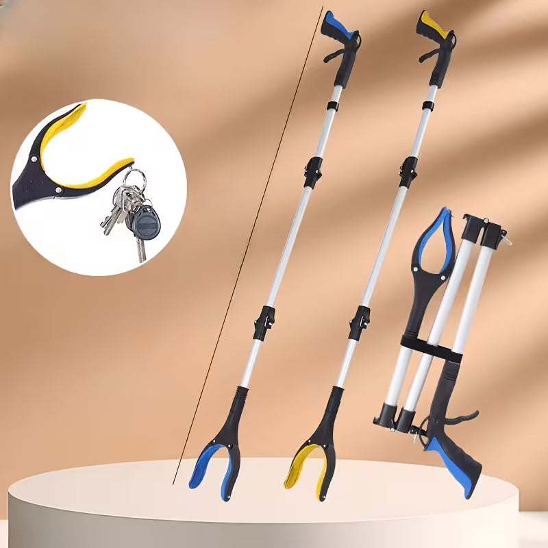 Multifunctional Extended Garbage Picker 360° Rotatable Wide Mouth Cleaning Tongs Foldable Magnetic Grabber Soft Non-slip Handle Durable Litter Picking Tool for Elderly, Random Colors
