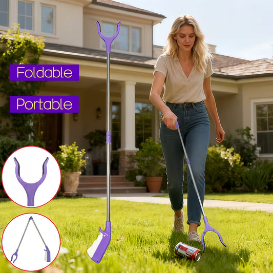 Upgrade 35.5" Grabber Reacher Tool, 360° Rotating Head & Wide Jaw, Foldable Lightweight Trash Claw with Comfortable Grip - Litter Picker for Elderly, Pregnant Women, Outdoor Use (Ideal Gift)