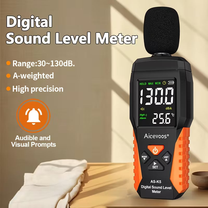 Aicevoos Digital Sound Meter Decibel Meter 30-130Db Measure Decibels Sound Level Noise Decibelios Decibel Monitor