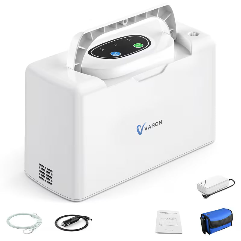 Portable Oxygen Concentrator - 101.44oz/min Flow, 30.5% Pure Oxygen, 52dB Quiet with 3 Power Options for Camping, & Travel & High Altitude (Backpac/Accessories)