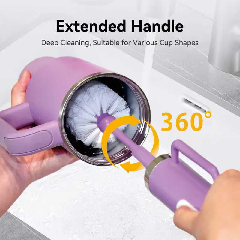 BOOQIBOY Electric Cup Scrubber, 2-Speeds With Strong Cleaning Power, IPX6 Waterproof, Long Battery Life, Deep Cleans 40oz Mugs & Daily Hydration Bottle, Includes Long Straw Brush & Type-C Cable, Wall Mount Storage, Kitchen Cleaning Tool & Accessory