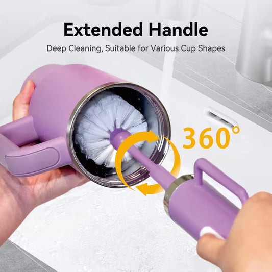 BOOQIBOY Electric Cup Scrubber, 2-Speeds With Strong Cleaning Power, IPX6 Waterproof, Long Battery Life, Deep Cleans 40oz Mugs & Daily Hydration Bottle, Includes Long Straw Brush & Type-C Cable, Wall Mount Storage, Kitchen Cleaning Tool & Accessory