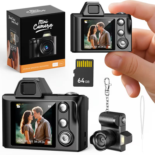Mini Digital Keychain Camera with 64GB Memory Card - 1080P HD Video, 2MP Thumb-Sized Portable Recorder, USB Rechargeable, Compact Design for Everyday Use, Ideal Gift for Girlfriend or Boyfriend, Mini Camera, Everyday Surveillance, Sleek Gadget
