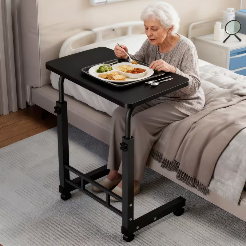 Adjustable Height Rolling Nursing Table | 3-layer Design With 2-layer Shelves | Space Saving, Heavy-duty Grade Table Suitable For Elderly, Patient, Home, And Hospital Care, Perfect Rehabilitation Tool (8 Colors)