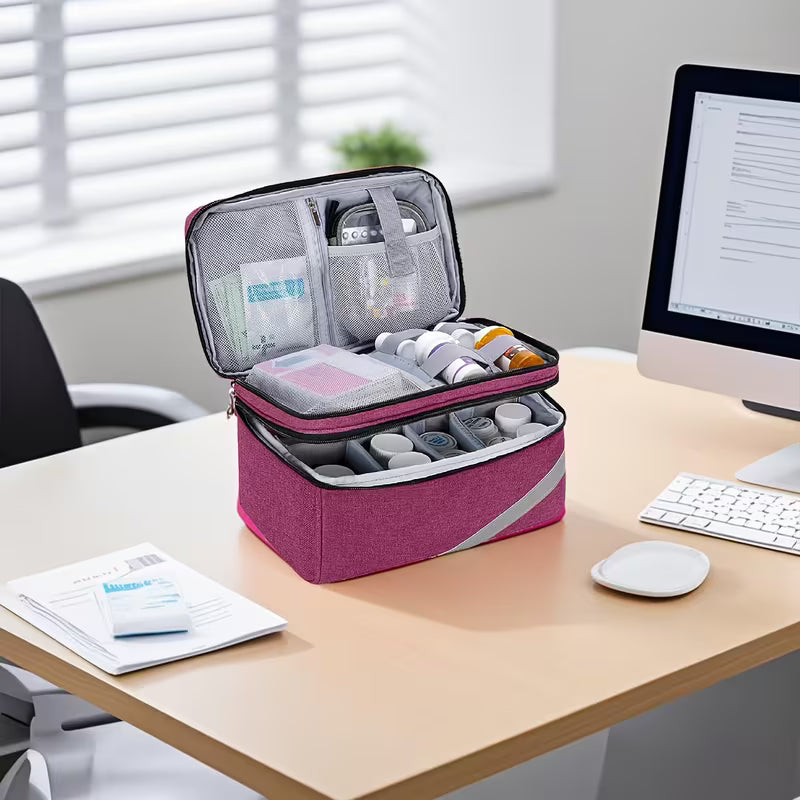 Organizer for Storing Medicine Bags (Empty), Compact Pouch for Pill Bottles, Ideal for Home, Workplace, Educational Institutions, And Outdoor Trips