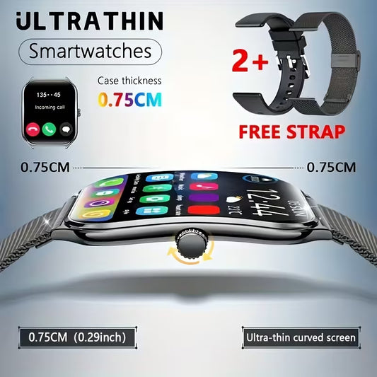 DAORKOW Ultra-Thin Smart Watch with 1.96-Inch HD AMOLED Full-Color Screen, Ultra-Thin Watch Body, One-Click Connection, AI Voice Assistant, Notification, Wireless Call, Music Control, 100+ Sports Modes, The Ideal Gift for Her Or Yourself