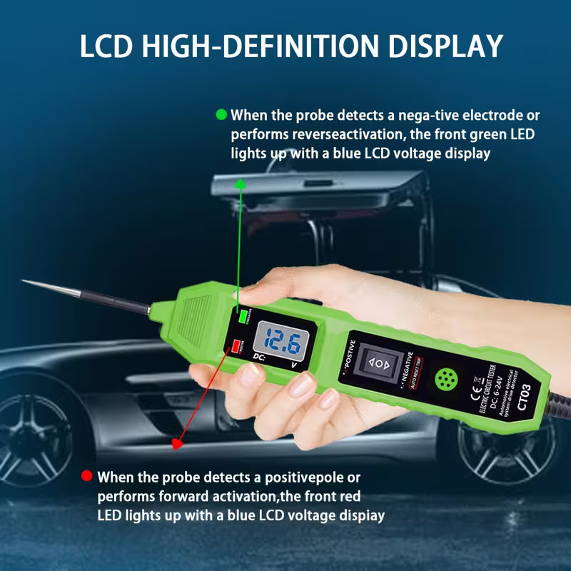 Circuit Tester, 6-24V Automotive Electric Circuit Tester with Voltage Display LED Light, with a buzzer prompt, Power Circuit Probe Kit for All Vehicles