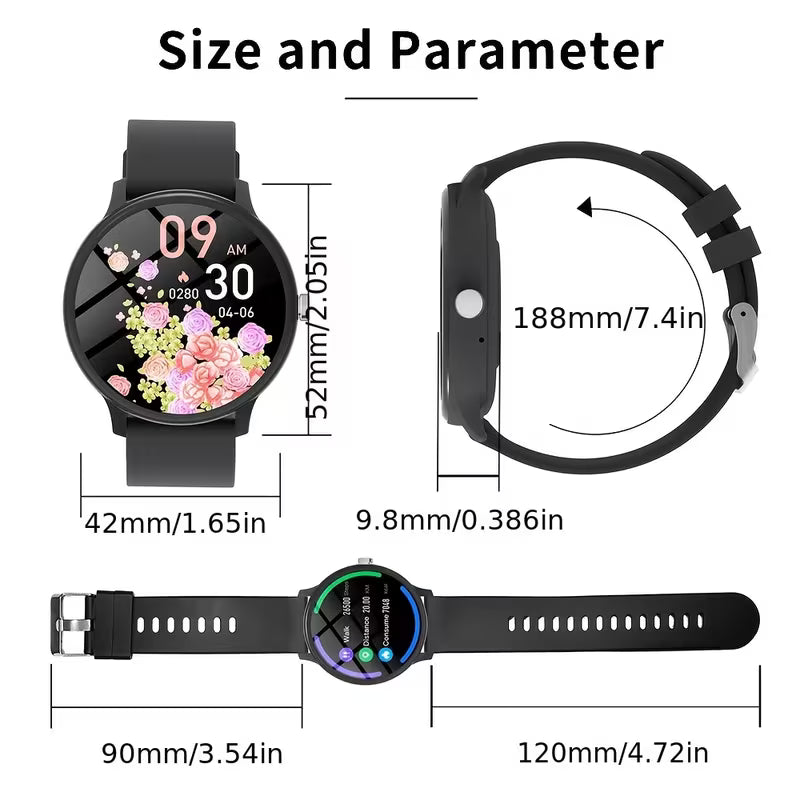 2026 Smartwatch/Fitness Band with Wireless Calling, Wireless Connectivity, Multiple Sports Modes, Music Control, Sedentary Reminder, Wallpaper, Weather Updates - USB Charging, Multi-functional Wearable, Compatible with iPhone and Android