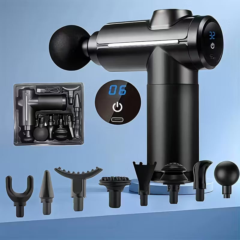 8-Head Portable Massage Gun - Ultra Compact And Elegant Design, Suitable for Full Body, Back, Neck, Leg, And Waist Massage - Rechargeable Lithium Battery, 1200Mah, Massage Gun Additions, Compact Design, Father'S Day Gift