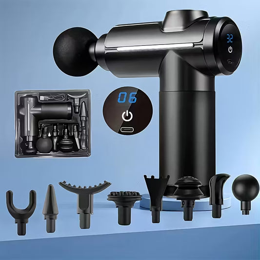 8-Head Portable Massage Gun - Ultra Compact And Elegant Design, Suitable for Full Body, Back, Neck, Leg, And Waist Massage - Rechargeable Lithium Battery, 1200Mah, Massage Gun Additions, Compact Design, Father'S Day Gift