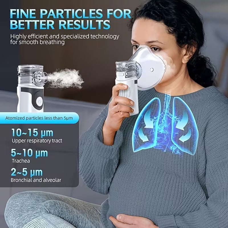 Portable Mesh Nebulizer for Adults And Kids, Quiet Handheld Nebulizer Machine, Grade, USB Rechargeable, Dual Modes, Fast Mist, Anti-Clog, Self-Cleaning, Compact Portable Nebulizer for Asthma, COPD, Travel And Home Use