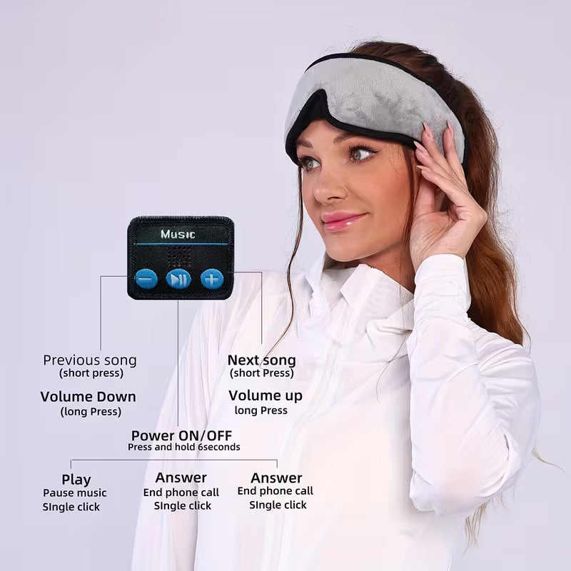 1pc 3D Wireless Sleep Mask with 5.2 BT Earphones, Best Sleeping Mask, Tpye-c Charging Cable Inside, Wireless Music Eye Mask for Men&women