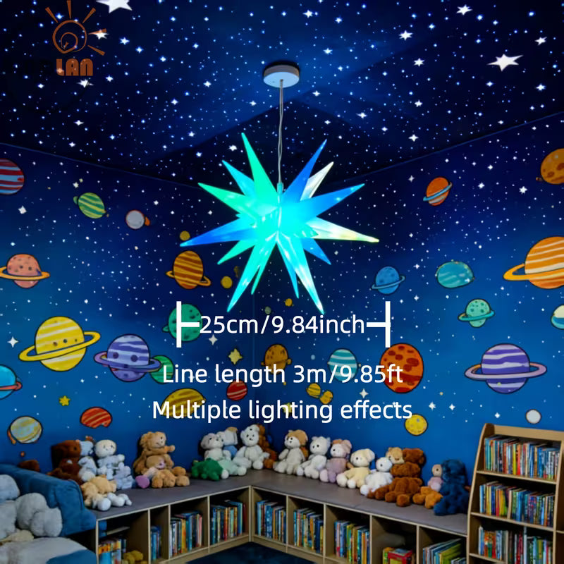 RGB Moravian Star Hanging Lights with 28+ Lighting Modes. USB Powered LED Star Lights, Perfect Decorative Lighting for Bedroom, Office, Wedding, Festival, Party, Porch and Home Decor, Great Gift Choice.