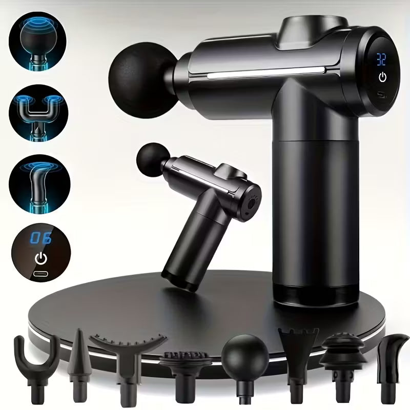 8-Head Portable Massage Gun - Ultra Compact And Elegant Design, Suitable for Full Body, Back, Neck, Leg, And Waist Massage - Rechargeable Lithium Battery, 1200Mah, Massage Gun Additions, Compact Design, Father'S Day Gift
