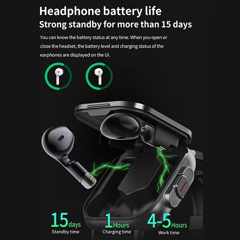 2-In-1 Smartwatch And Wireless Earbuds for Men, Featuring Music Control And Various Sports Modes with Activity Data Insights
