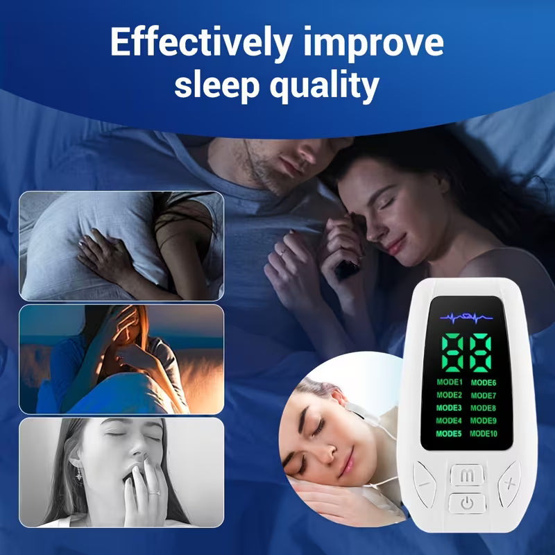 EMS Low-Frequency Therapy Device, Portable Ear Clip Sleep Aid, 10 Modes And 30 Adjustable Intensities. Relaxing The Body And Mind Through Microcurrent Stimulation. Better Entry Into Sleep Mode