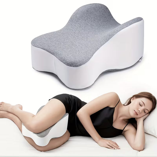 Knee Pillow Made of Memory Foam Designed for Side Sleepers, Providing Leg And Maintaining Knee Separation for Proper Alignment. It Features a Washable, Breathable Cooling Cover And Makes a Perfect Gift for Any Season