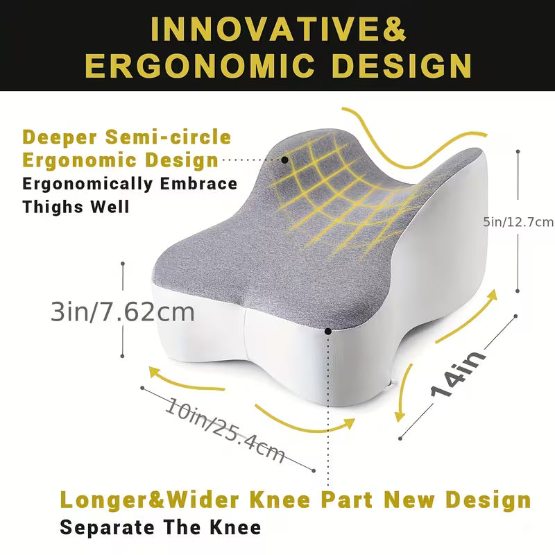 Knee Pillow Made of Memory Foam Designed for Side Sleepers, Providing Leg And Maintaining Knee Separation for Proper Alignment. It Features a Washable, Breathable Cooling Cover And Makes a Perfect Gift for Any Season