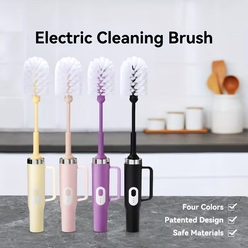 BOOQIBOY Electric Cup Scrubber, 2-Speeds With Strong Cleaning Power, IPX6 Waterproof, Long Battery Life, Deep Cleans 40oz Mugs & Daily Hydration Bottle, Includes Long Straw Brush & Type-C Cable, Wall Mount Storage, Kitchen Cleaning Tool & Accessory