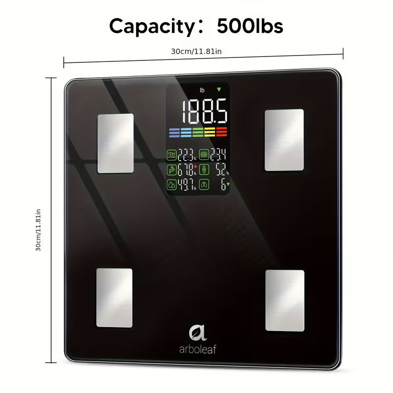 14-Metric Scale For Body Weight- BMI, Body Fat, Muscle Mass, Wireless Connectivity, Auto Recognition, 500 Lb Capacity, HD LCD Display, Ideal Christmas Gift For Wellness Enthusiasts