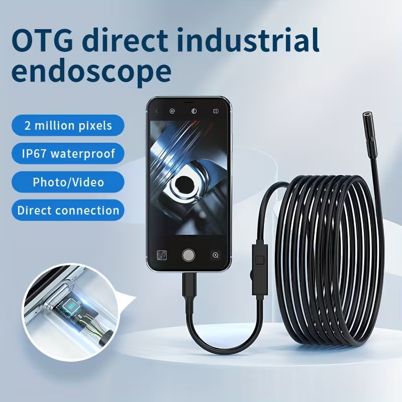 Endoscope Camera with Light, 1920P HD Endoscope, Featuring 8 Adjustable LED Lights, IP67 Waterproof Semi-Rigid Snake Inspection Camera, Compatible with for iphone And Android Phones.