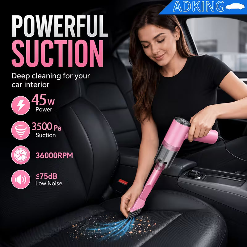 Powerful 12V Vacuum Cleaner with Handheld Design - Ldeal for PetHair, Dust, And Crumbs- Includes Accessory Kit