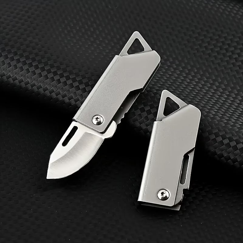 Retractable Utility Knife | Box Cutter | Pocket Folding Knife - D2 Blade, Compact & Lightweight for Office, Craft, Outdoor - Flat Edge, Ambidextrous, Keychain Accessory