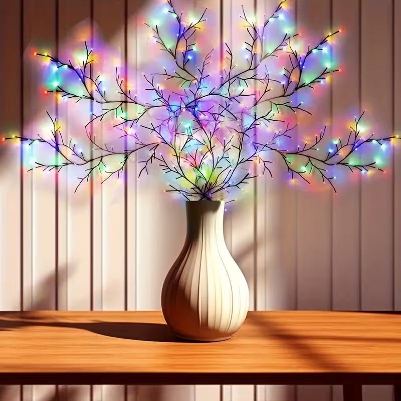 1 set, colorful courtyard desktop decoration willow vine LED light string, 8 lighting modes flashing, USB power supply, RGB wall-mounted Christmas branch light, with button switch, curtains, bedroom, balcony, fence, corridor, porch decoration, 71inch