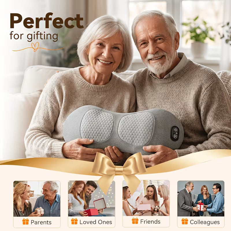 3-in-1 Lumbar Support Pillow with Air Pressure Traction Function, Suitable for Office Chairs and Sofas as a Back Massager, Combining Heating, Vibration, and Air Compression Features, Smooth Spine Triple-Fusion Back Massager, Ideal as a Birthday Gift