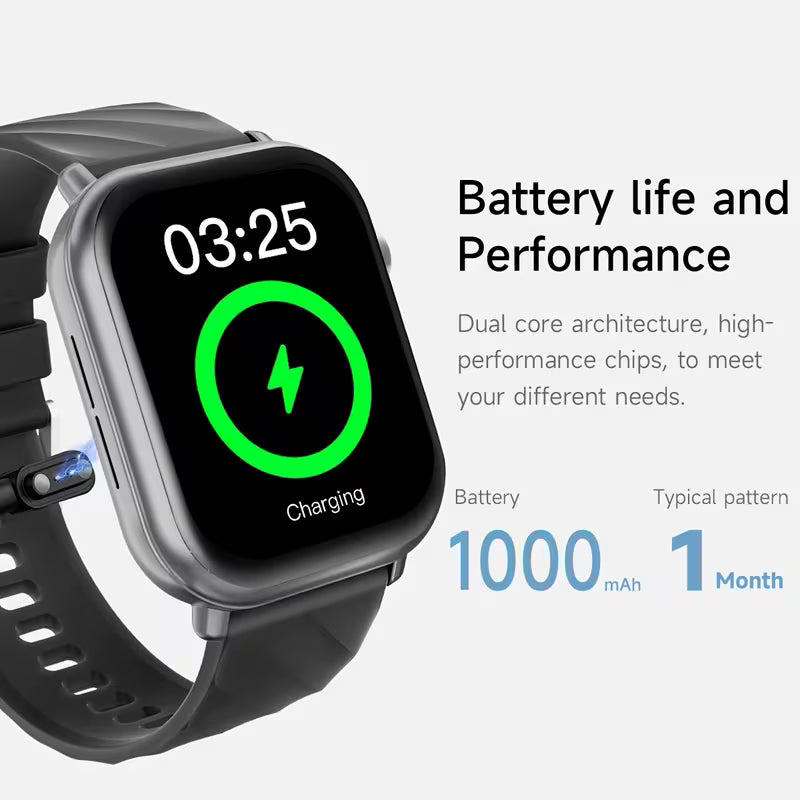 Smart Watch with 1000 Mah Large Battery, for long Battery Life, 1.83 Inch HD Touch Screen, Built-In Speaker, Multiple Sports Modes, Wireless Calling, Message Notification, Music Player, High-Quality Smart Watch Suitable for Men And Women