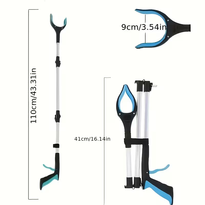 Multifunctional Extended Garbage Picker 360° Rotatable Wide Mouth Cleaning Tongs Foldable Magnetic Grabber Soft Non-slip Handle Durable Litter Picking Tool for Elderly, Random Colors