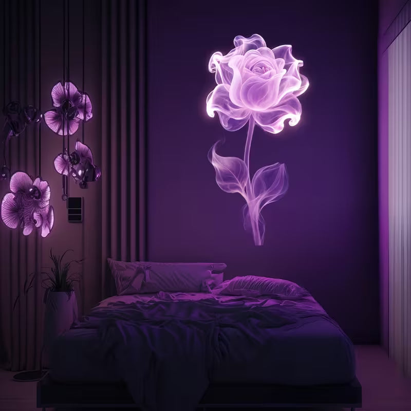 Dreamy Floral Pattern Projection Light Features Three Interchangeable Patterns: Purple, Red, and Pink. It's a Decorative Ceiling Light, a Portable USB Gadget That Rotates 360°, and a Creative Holiday Gift Perfect for Creating a Romantic Atmosphere.