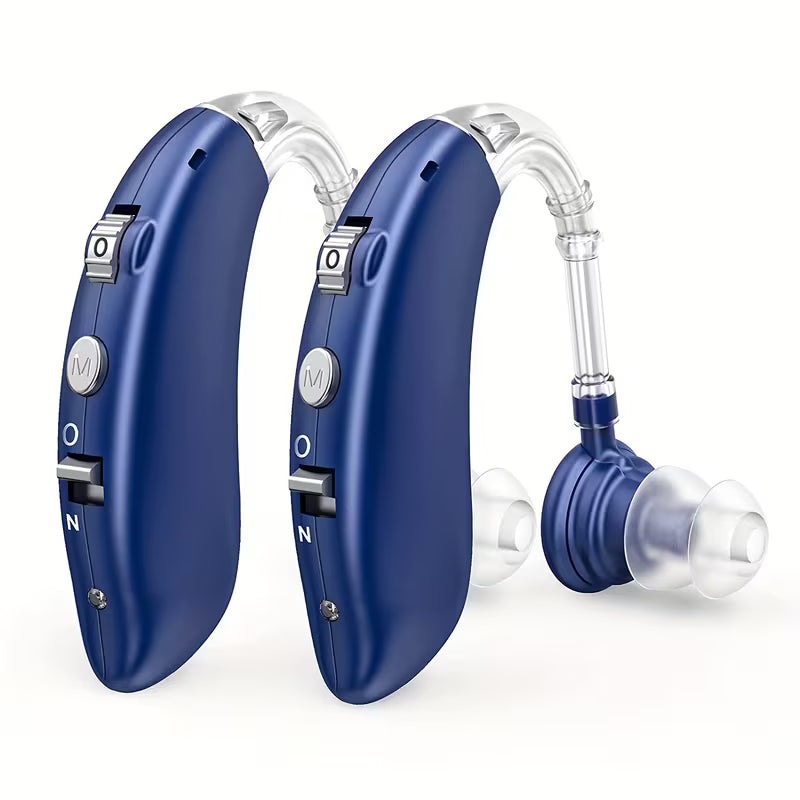 1 Pair Hearing Aids for Seniors Rechargeable with Noise Reduction, USB Hearing Aids for Adults, Hearing Amplifier for Adults Hearing Loss Universal Ergonomic Sound Amplifiers with 48H Battery Life, Comfortable Fit with Ear Caps