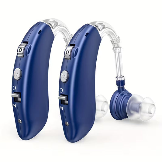 1 Pair Hearing Aids for Seniors Rechargeable with Noise Reduction, USB Hearing Aids for Adults, Hearing Amplifier for Adults Hearing Loss Universal Ergonomic Sound Amplifiers with 48H Battery Life, Comfortable Fit with Ear Caps