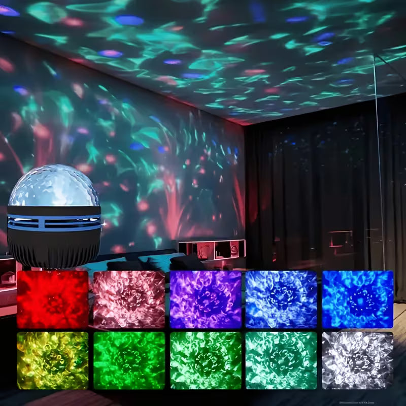 [Room Decoration] Ripple Wave Projection Light, USB Powered, Remote Adjustable, Ceiling Atmosphere Light, Suitable as Bedroom Night Light, Holiday Gift, Mood Lighting, Party Decoration. USB-powered, No Batteries Included