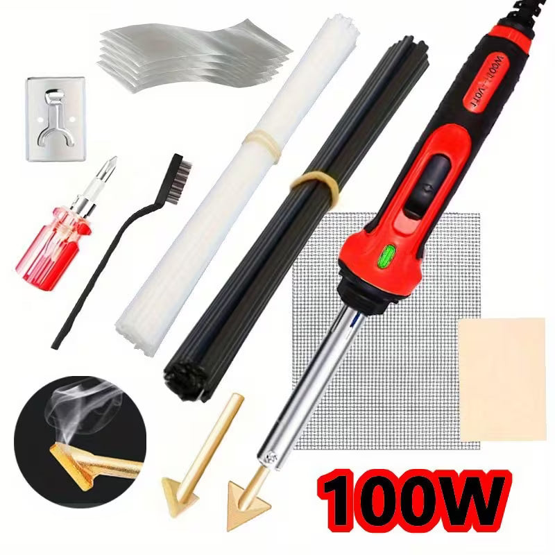 Upgraded 2 in 1 Plastic Welding Kit 100W Plastic Welding Repair Kit 3 Speed Temperature Control Soldering Gun Plastic Welding Set for Surface Repair-Us Plug