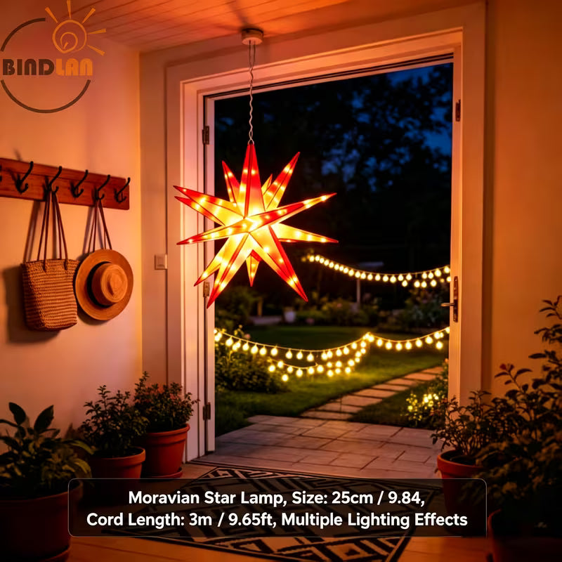 RGB Moravian Star Hanging Lights with 28+ Lighting Modes. USB Powered LED Star Lights, Perfect Decorative Lighting for Bedroom, Office, Wedding, Festival, Party, Porch and Home Decor, Great Gift Choice.