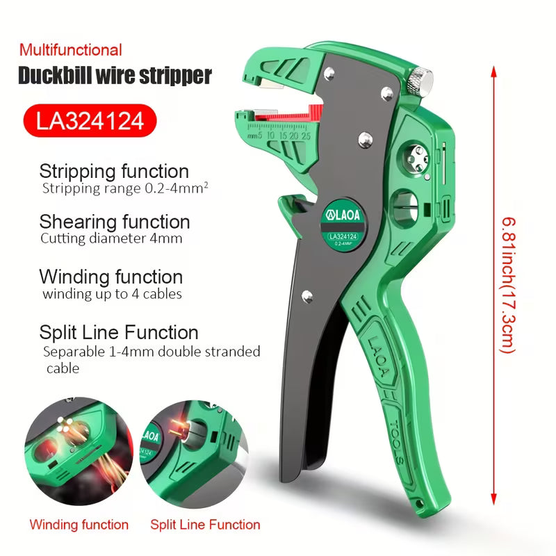 LAOA Duckbill Wire Stripper - Multi-functional Automatic Skinning and Peeling Pliers Special Tool for Electricians Eagle Beak Cable Stripper