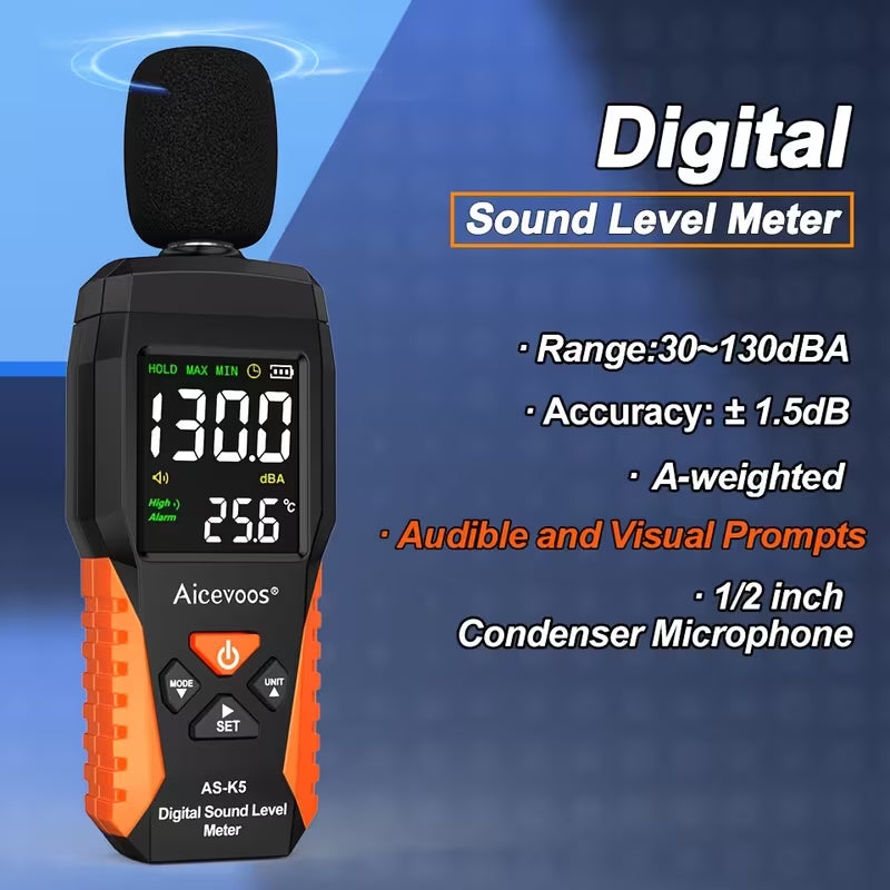 Aicevoos Digital Sound Meter Decibel Meter 30-130Db Measure Decibels Sound Level Noise Decibelios Decibel Monitor