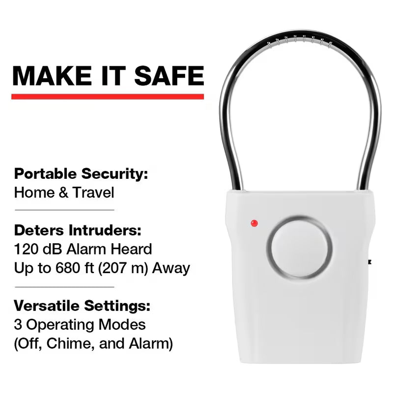 The Hanging Alarm, a very loud siren that can be heard up to 680 feet away, hangs from a backpack or bicycle handlebar and vibrates to set off the alarm, perfect for business travel.