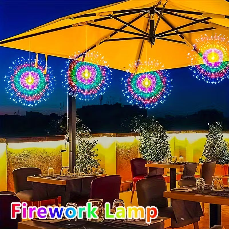 2pcs/4pcs Outdoor Copper Wire Firework Lantern String, USB Power Supply Dimmable Hanging Fairy Light, 8 Lighting Modes, for Courtyard, Garden, Wedding, Christmas, Holiday Party Decoration