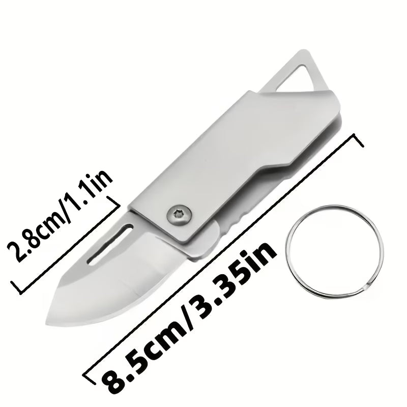 Retractable Utility Knife | Box Cutter | Pocket Folding Knife - D2 Blade, Compact & Lightweight for Office, Craft, Outdoor - Flat Edge, Ambidextrous, Keychain Accessory