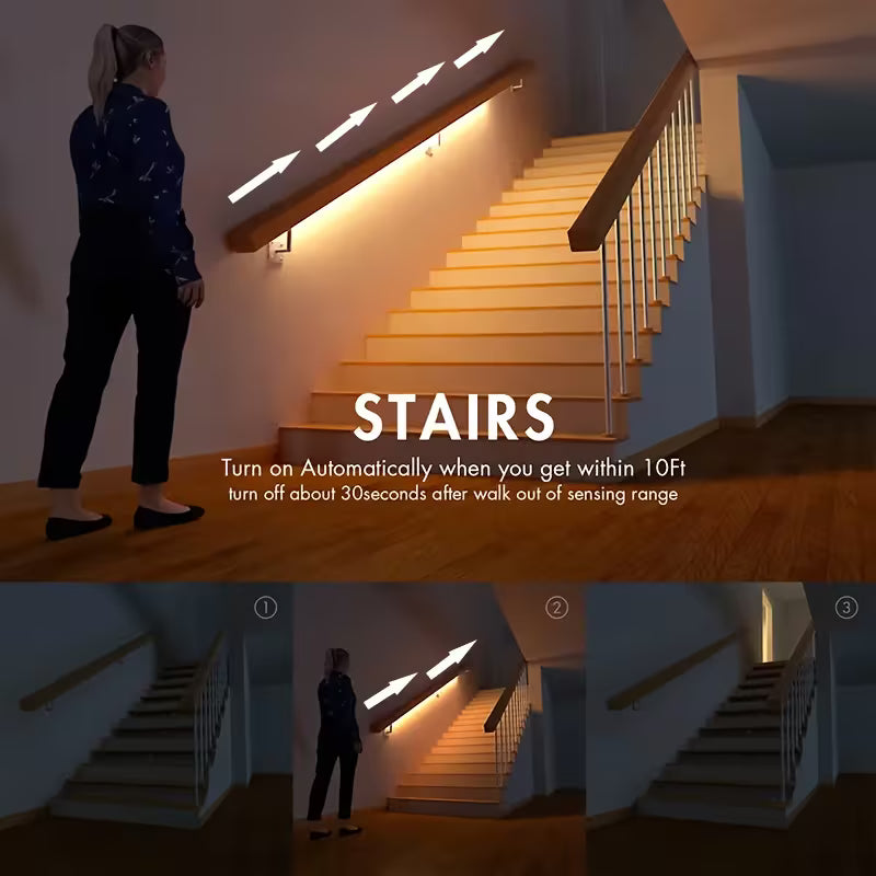 39.37-196.85inch LED Motion Sensor Light Strip, Neon Flexible Strip, 3000K/6000K Optional, Flowing Water, Shooting Star, Chasing Effect with USB Interface, Suitable for Stairs, Hallways, Balconies, Indoor/Outdoor Use, Modern Lighting Design |
